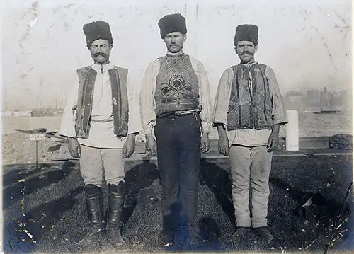 Three Immigrant Men from Montenegro at Ellis Island.