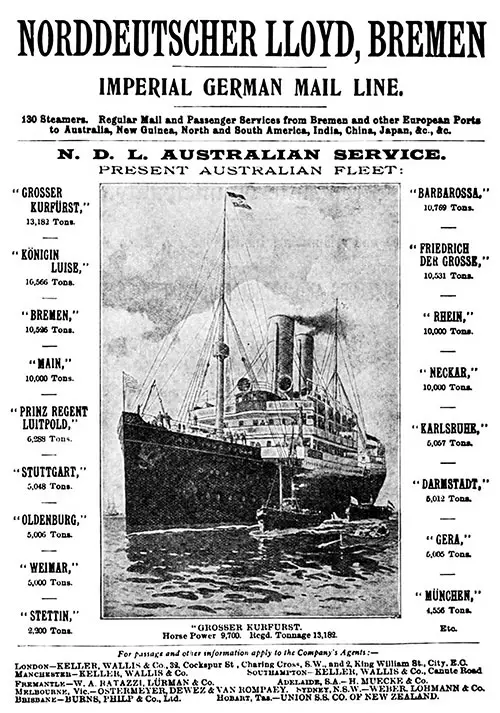 Advertisement: Norddeutscher Lloyd Australian Service, 1901.