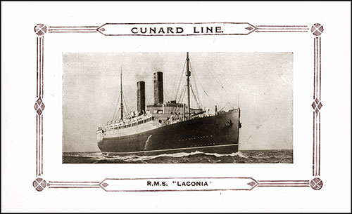 RMS Laconia of the Cunard Line, 1913.