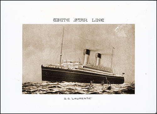 Photo of White Star Line SS Laurentic, Abstract of Log, 14 September 1928.