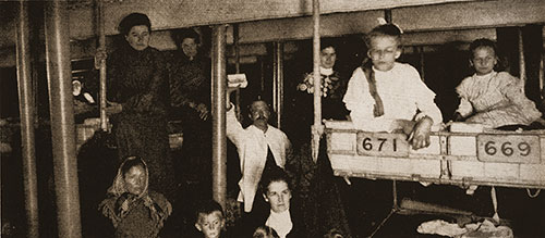 Passenger in Steerage on Board an Emigrant Ship at the Turn of the Twentieth Century.
