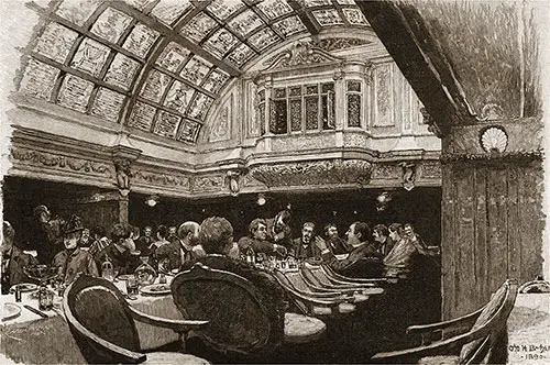 The Grand Saloon of an Inman Line Steamer. Ocean Steamships, 1891.