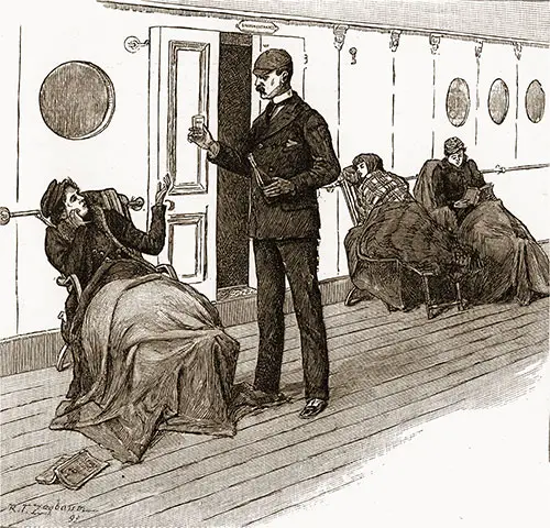 Passengers Are More Comfortable on Deck. Ocean Steamships, 1891.