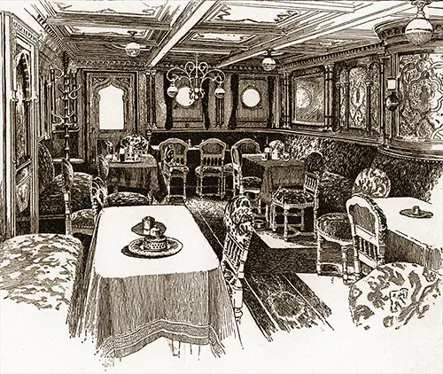 The Smoking Room on a French Liner. Ocean Steamships, 1891.