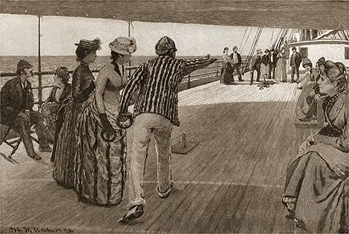 Passengers Playing Deck Quoits on the Deck of a P&O Liner. Ocean Steamships, 1891.