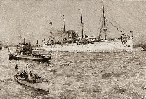 SS Kaiser Wilhelm II of the North German Lloyd. Ocean Steamships, 1891.