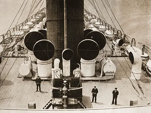 An Unusual View of the Aquitania that Illustrates the Great Breadth of the Liner.