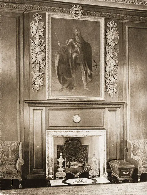 The Fireplace in the Carolean Smoking Room on the RMS Aquitania.