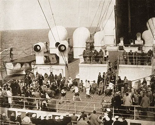 A Round with the Boxing Gloves on the Deck of the Aquitania.