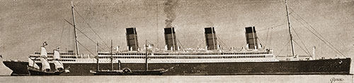 Comparison of Sizes of RMS Aquitania, RMS Britannia (1840), and the Mayflower (1620). The Romance of a Modern Liner, 1930.