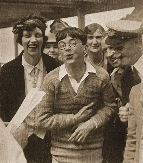 A Competitor in the Biscuit and Whistle Race on the Aquitania.