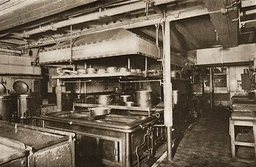 A Corner of One of the Aquitania's Kitchens.