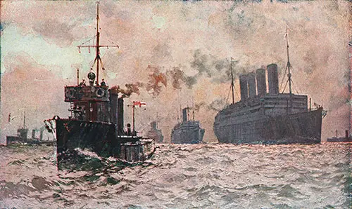 The RMS Aquitania Leading Transports During World War I.