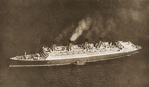 An Aerial View of the Aquitania by Night.