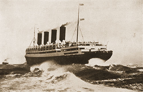 A Striking Picture of the Aquitania at Sea.