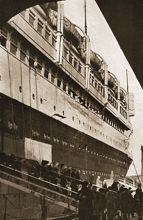 A Very Successful Photograph Emphasizing the RMS Aquitania's Great Height.