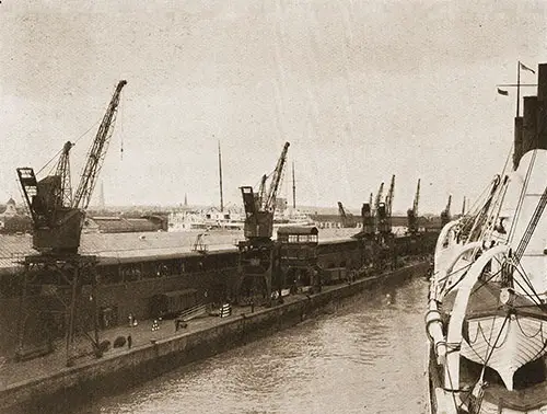 The Aquitania Approaches the Ocean Dock at Southampton.