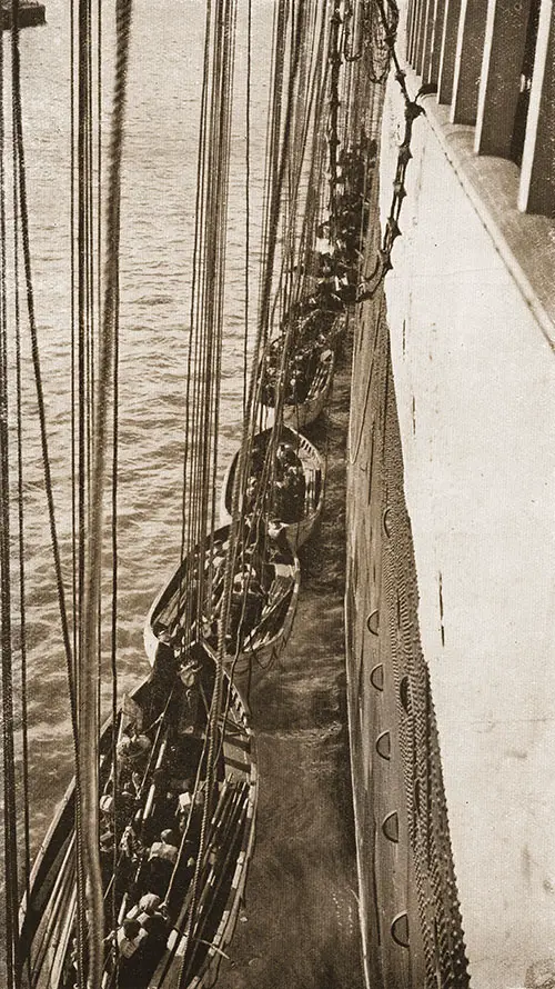 Lowering the Lifeboats during Boat Drill.