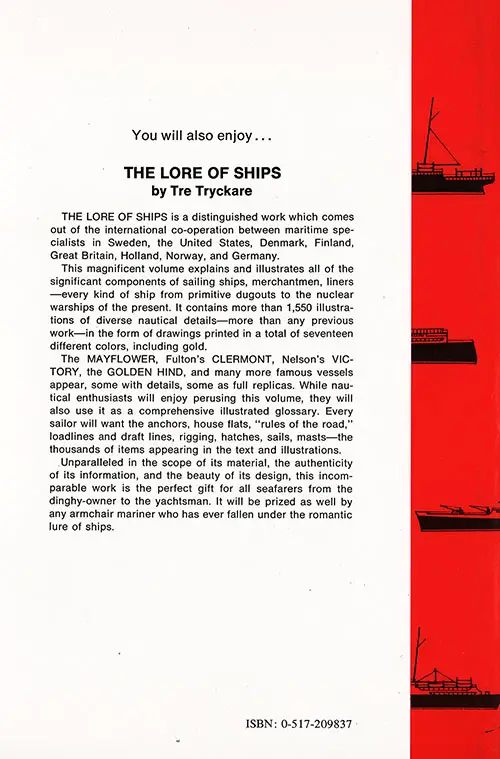 Back Cover, The Atlantic Liners 1925-70 by Frederick Earl Emmons, 1972.