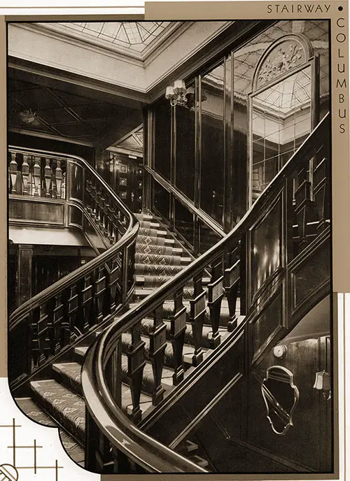 First Class Grand Staircase on the SS Columbus.