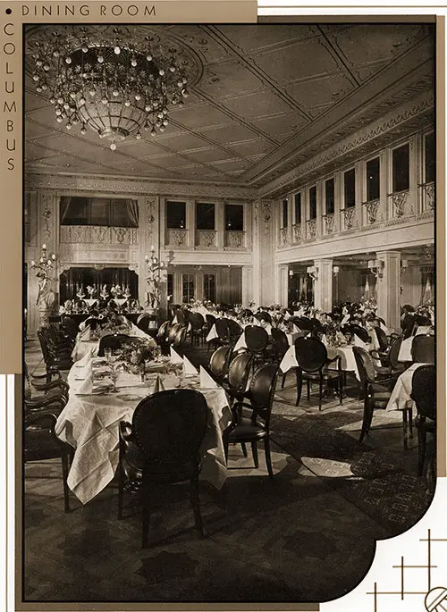 First Class Dining Room on the SS Columbus.