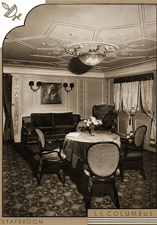 First Class Stateroom Sitting Area on the SS Columbus.