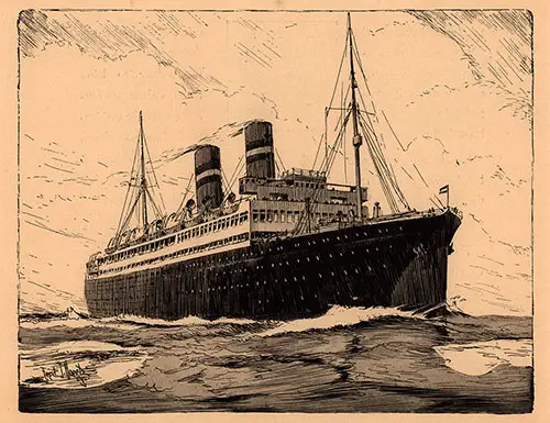 The SS Volendam, Sister-Ship of the SS Veendam. 15,430 Tons Register, 25,620 Tons Displacement.
