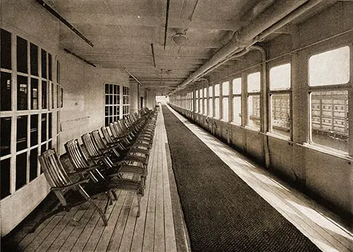 Enclosed First Class Promenade Deck on the SS Statendam.