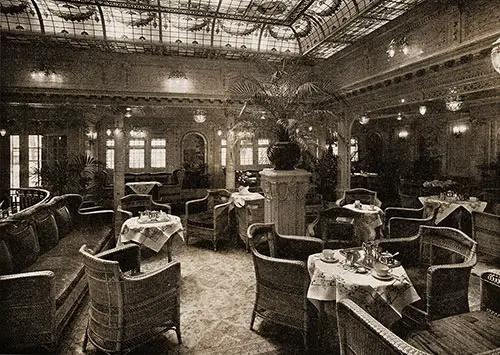 View of the Palm Court on the SS Rotterdam.