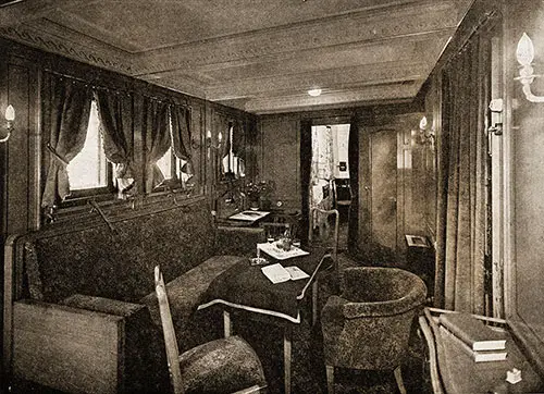 Sitting Room in a First Class Suite on the SS Rotterdam.