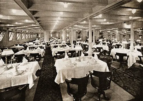 First Class Dining Saloon on the SS Nieuw Amsterdam.