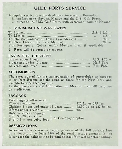 Gulf Ports Service Information.