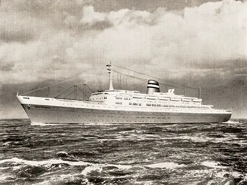 The SS Statendam of the Holland-America Line, February 1957.