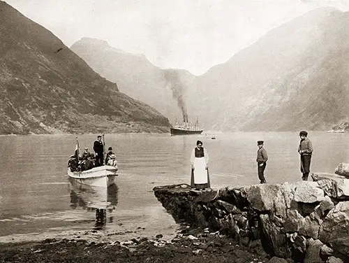 The SS Auguste Victoria at Geirangerfjord, Sunnmøre, Møre og Romsdal, Norway.