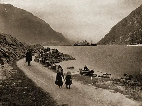 SS Blücher Anchors in the Harbor at Hardangerfjord.