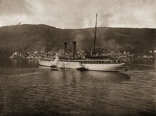 The SS Prinzessin Victoria Luise at Bergen With Tenders Along Side.