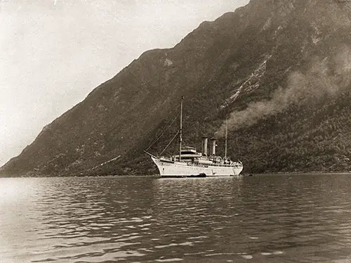 The SS Prinzessin Victoria Luise is Anchored at Næs (Nes), Romsdal, Norway.