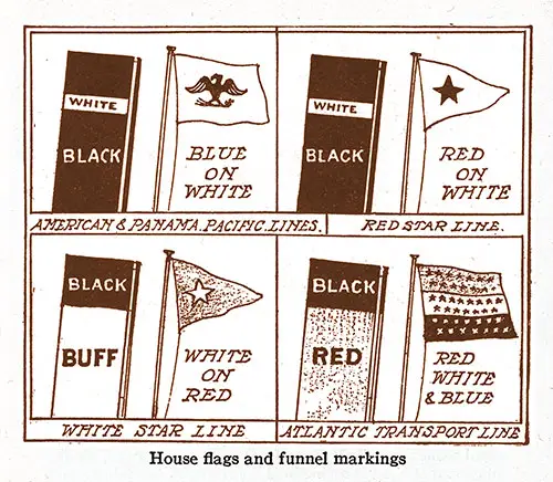 House Flags and Funnel Markings. IMM Ocean Travel, 1924.