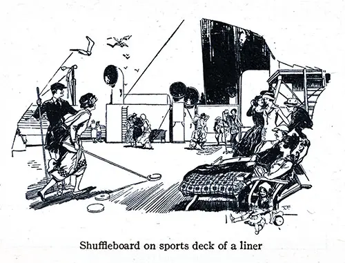 Shuffleboard on the Sports Deck of an Ocean Liner. IMM Ocean Travel, 1924.