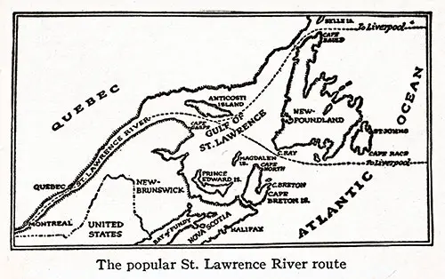 The popular St. Lawrence River route. IMM Ocean Travel, 1924.