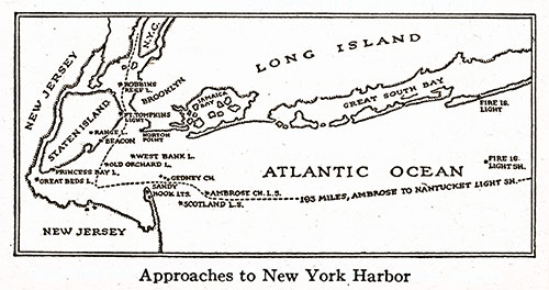 Approaches to New York Harbor. IMM Ocean Travel, 1924.