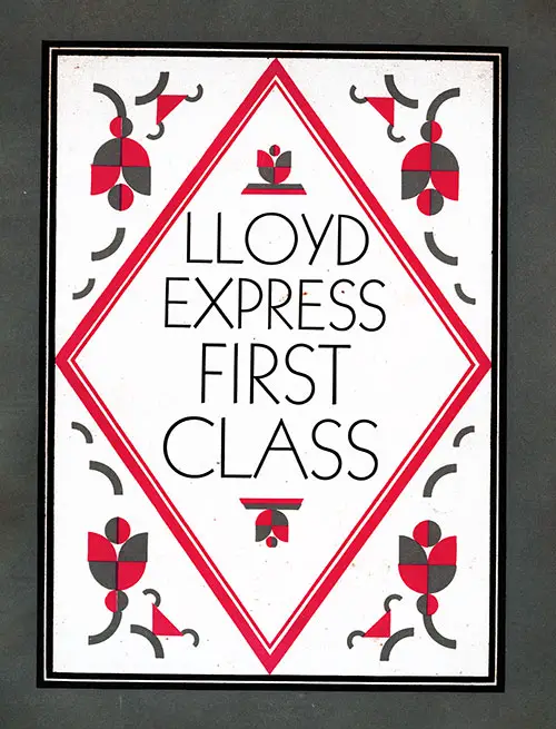 Front Cover, Lloyd Express First Class, Form 292, August 1930.