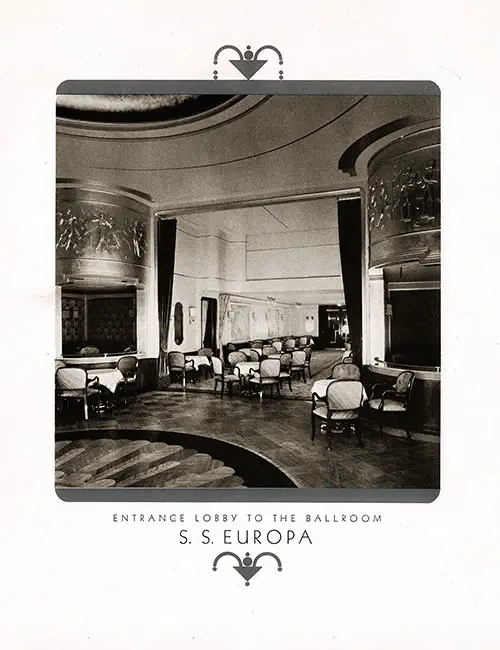 Lobby and Entrance to the First Class Ballroom on the SS Europa.