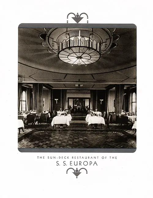The Sun Deck Restaurant of the SS Europa.