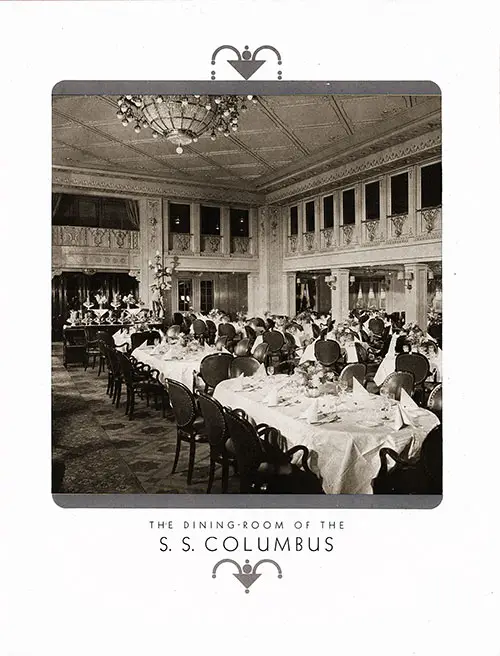 First Class Dining Room on the SS Columbus.