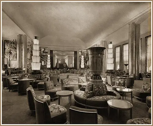 View of the Grand Lounge Before the Staircase to Grillroom on the SS Normandie.