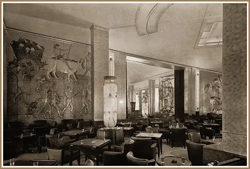 Corner of the First Class Smoking Lounge Showing Entry to the Grand Lounge on the SS Normandie.