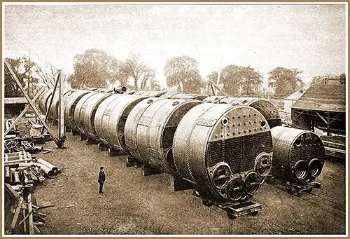 Boilers on the Campania. (Complete Set of Boilers of the Campania Ready to Be Placed on Board 30 June 1892.) 