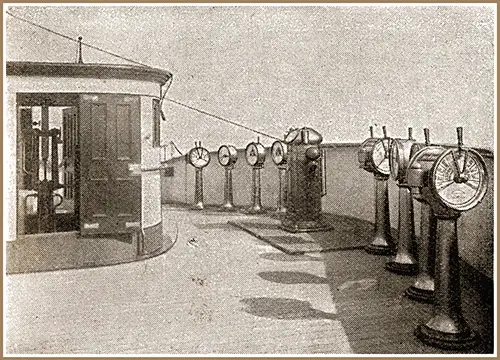 Telegraphs & Wheel House on Captain's Bridge.