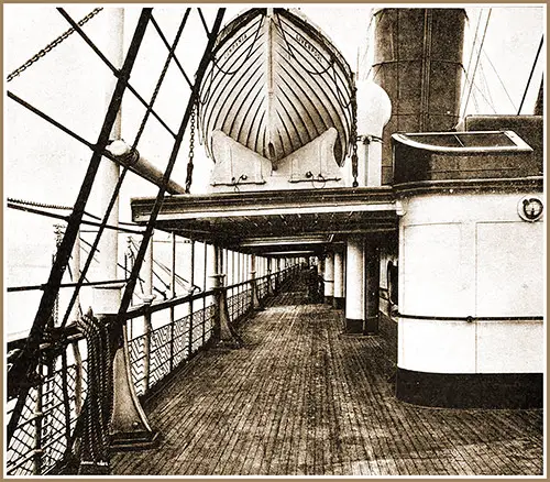 Vista of Promenade Deck (Promenade Deck of Campania Looking Forward.)